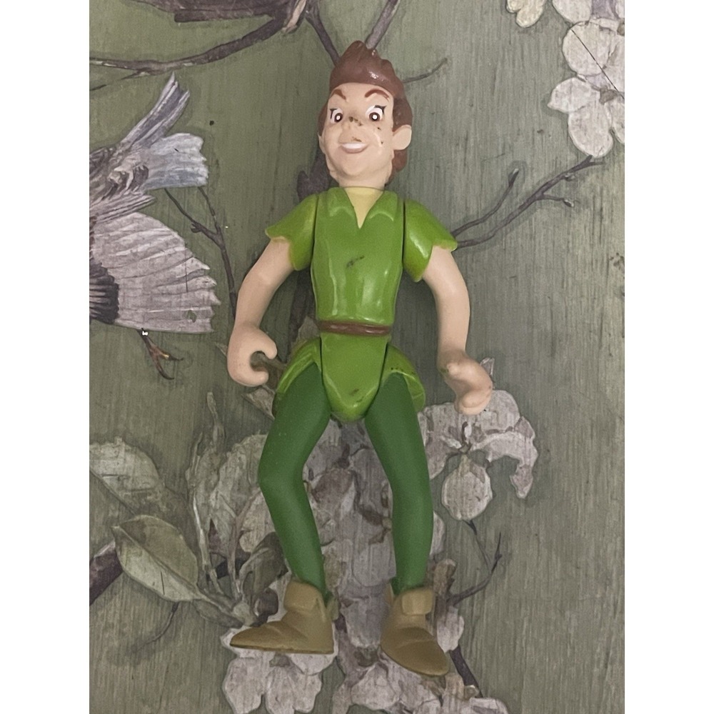 Vintage Disney Peter Pan Action Figure Jointed 4.25" PVC Loose Cake Topper